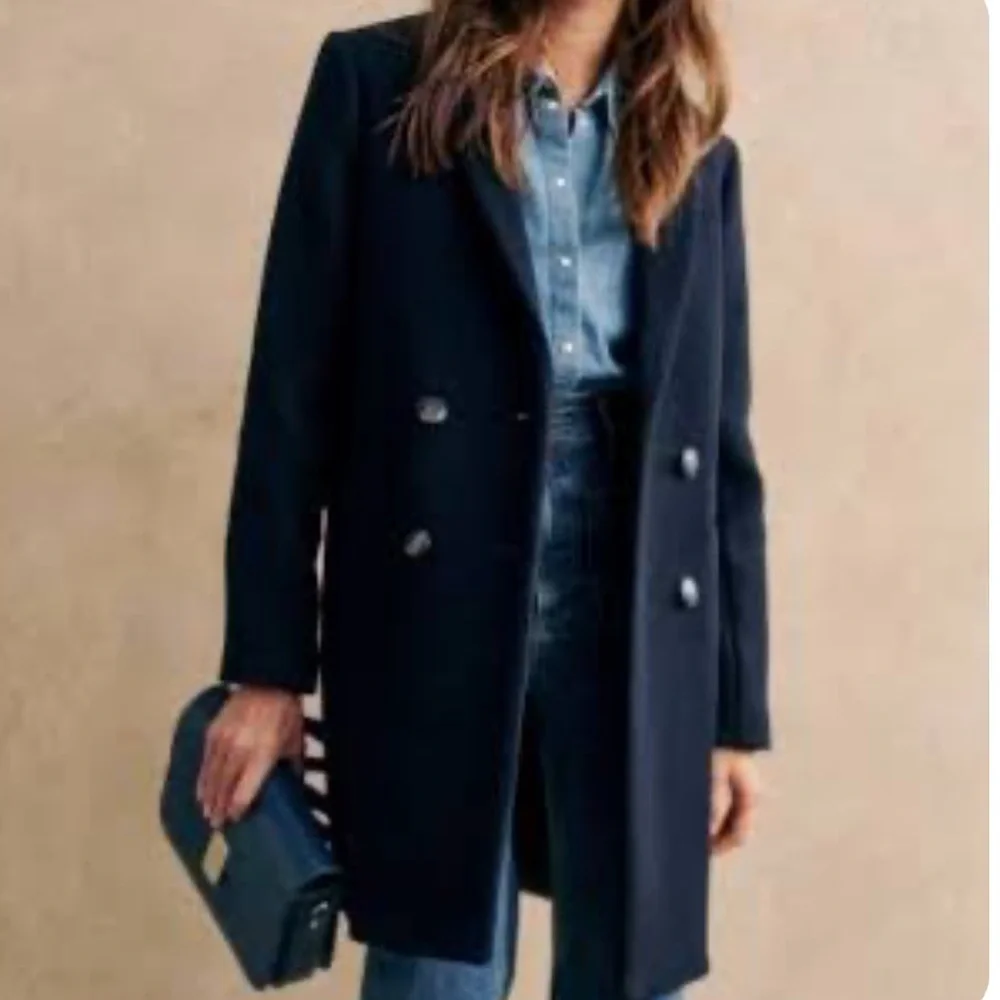 FORECASTER OF BOSTON NAVY BLACK WOOL DOUBLE BREASTED COAT 14